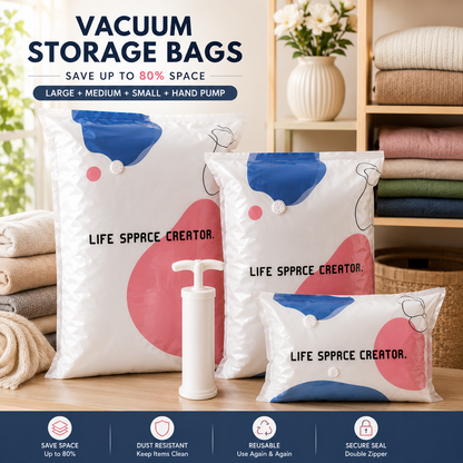 Vacuum Storage Bags with Hand Pump (6 Pcs)