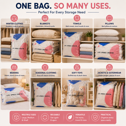 Vacuum Storage Bags with Hand Pump (6 Pcs)