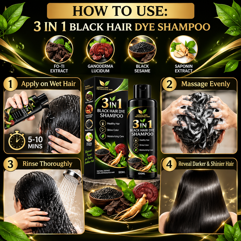 3 In 1 Japanese Black Hair Dye Shampoo (BUY 1 GET 1 FREE)
