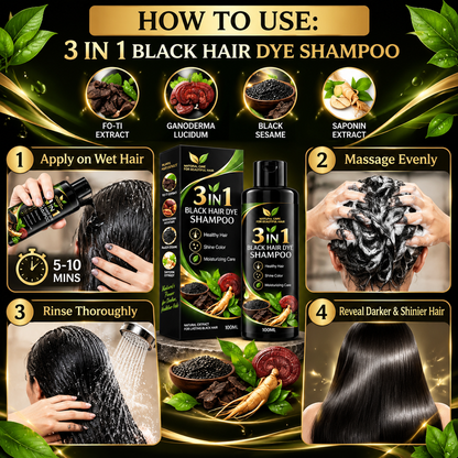 3 In 1 Japanese Black Hair Dye Shampoo (BUY 1 GET 1 FREE)