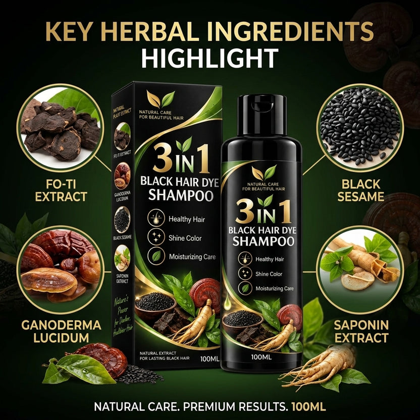3 In 1 Japanese Black Hair Dye Shampoo (BUY 1 GET 1 FREE)