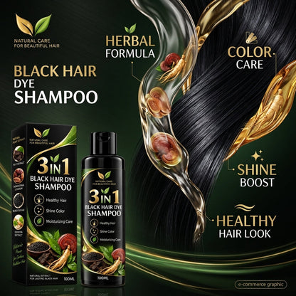 3 In 1 Japanese Black Hair Dye Shampoo (BUY 1 GET 1 FREE)